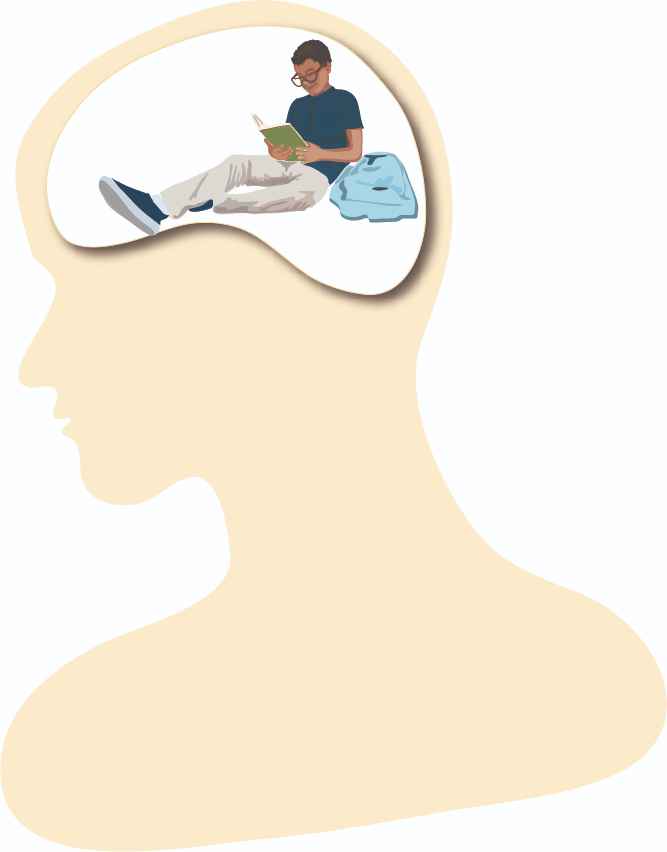Thinking about boy reading a book by Susan Fluegel